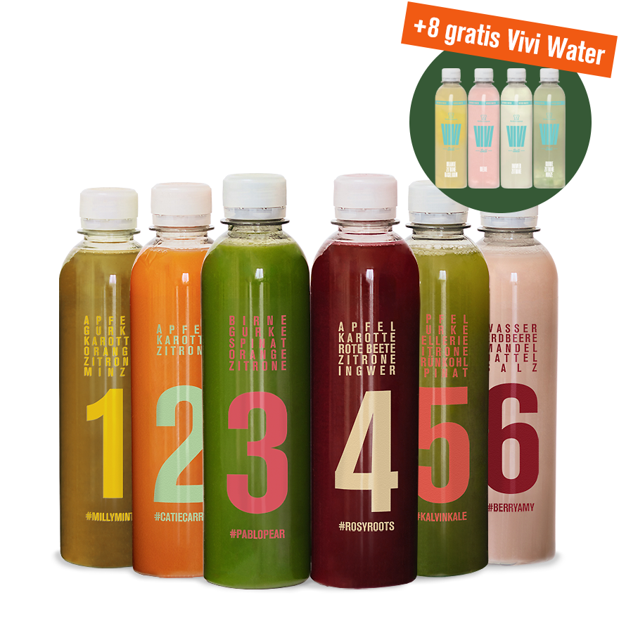 5-Tage Klassik Saftkur+ 8 gratis Vivi Water
