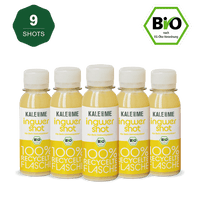 Bio Ingwer Shot Bundle, 9 cold-pressed organic ginger shots, supports immune system with Vitamin C, 85 ml each, no additives.