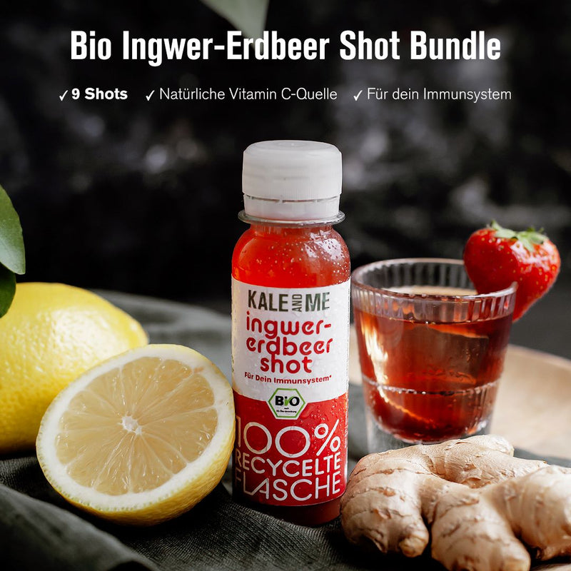 Ingwer-Erdbeer Shot mit Rohstoffen