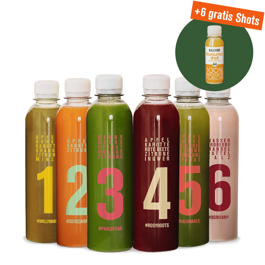 Frucht und Gemüse Säfte und Kurkuma Shot