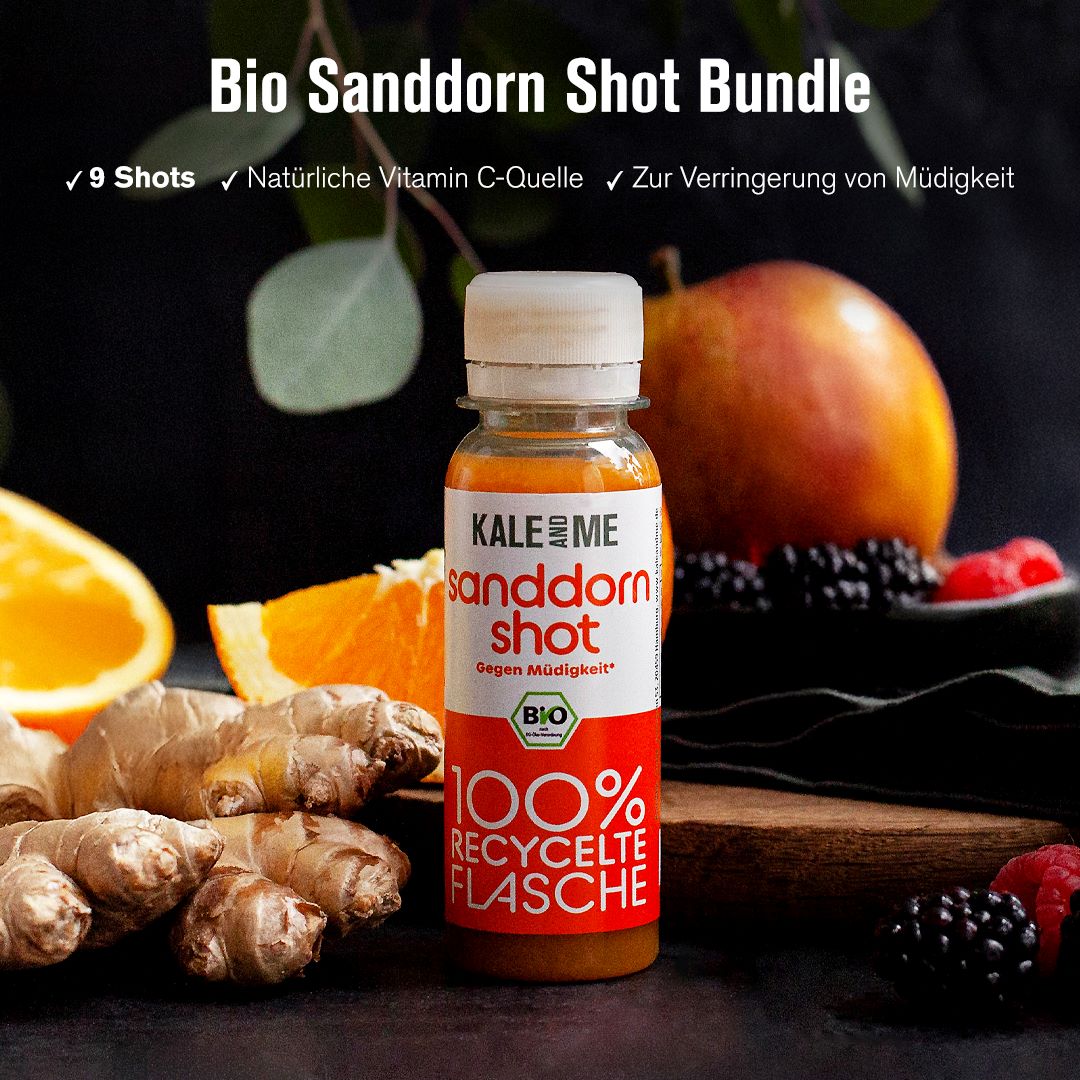 Sanddorn Shot mit Rohstoffen